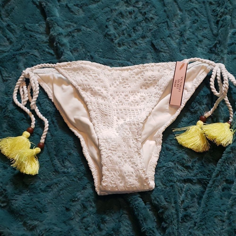 VS white crocheted bikini bottom